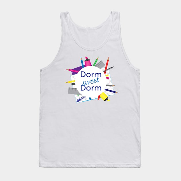 Dorm Sweet Dorm circle with school supplies Tank Top by sigdesign